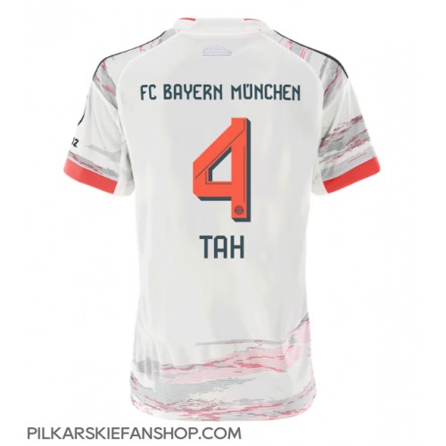 Koszulka piłkarska Bayern Munich Jonathan Tah #4 Strój wyjazdowy dla kobiety 2025-26 tanio Krótki Rękaw Koszulka piłkarska Bayern Munich Jonathan Tah #4 Strój wyjazdowy dla kobiety 2025-26 tanio Krótki Rękaw